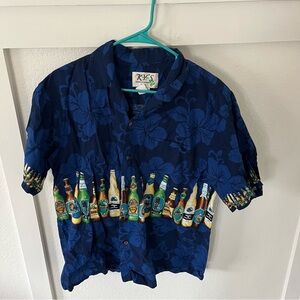 Vintage Ky's Men's Large Hawaiian Beer Button-down Shirt.